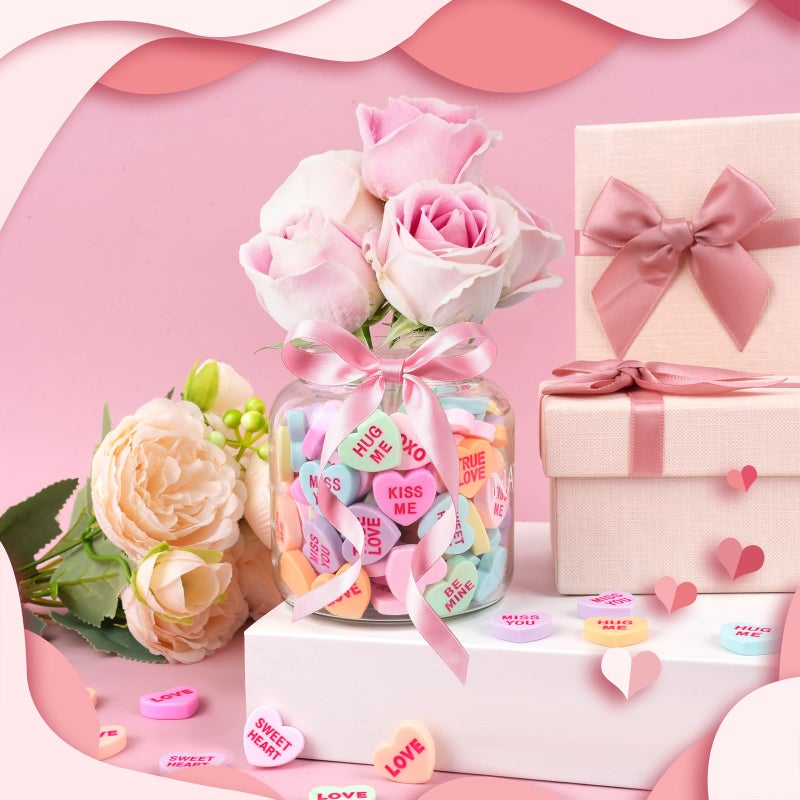 Draupnir Valentines Conversation Heart Decor, 160 Pcs Valentine Vase Filler Valentine's Day Heart Ornament for Floating Candles Sweet Floral Arrangement Home Decoration Centerpieces for Tables Mantel - Image 4