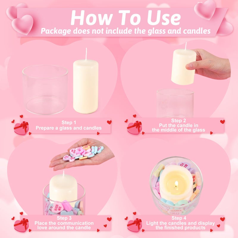 Draupnir Valentines Conversation Heart Decor, 160 Pcs Valentine Vase Filler Valentine's Day Heart Ornament for Floating Candles Sweet Floral Arrangement Home Decoration Centerpieces for Tables Mantel - Image 3