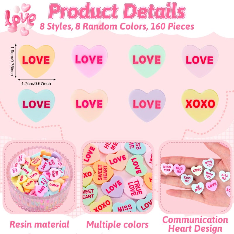 Draupnir Valentines Conversation Heart Decor, 160 Pcs Valentine Vase Filler Valentine's Day Heart Ornament for Floating Candles Sweet Floral Arrangement Home Decoration Centerpieces for Tables Mantel - Image 2