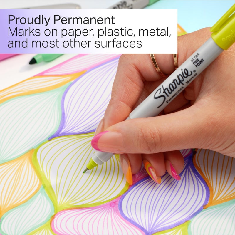 Sharpie Glam Pop Permanent Markers, Ultra Fine Tip Set, Coloring and Drawing, Resilient Ink, Assorted Colors, 24 Count - Image 3