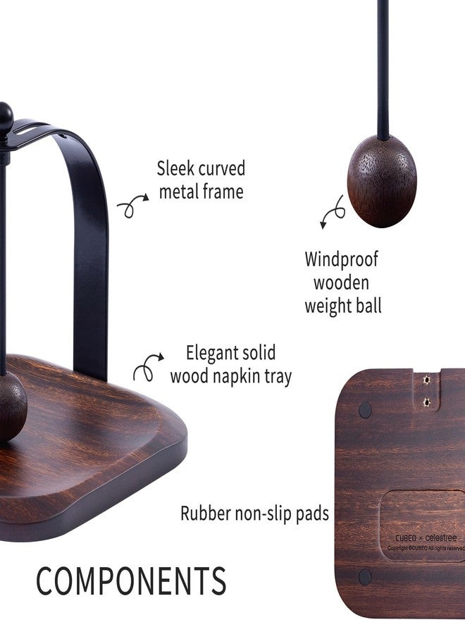 Celestree Napkin Holder,Wood Square Tabletop Napkin Dispenser with Metal Cocktail Napkin Holder for Home, Kitchen, Office, Restaurant, Hotel, Cafe, Bar,Perfect Housewarming Gift - Image 4
