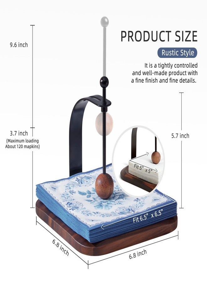 Celestree Napkin Holder,Wood Square Tabletop Napkin Dispenser with Metal Cocktail Napkin Holder for Home, Kitchen, Office, Restaurant, Hotel, Cafe, Bar,Perfect Housewarming Gift - Image 3