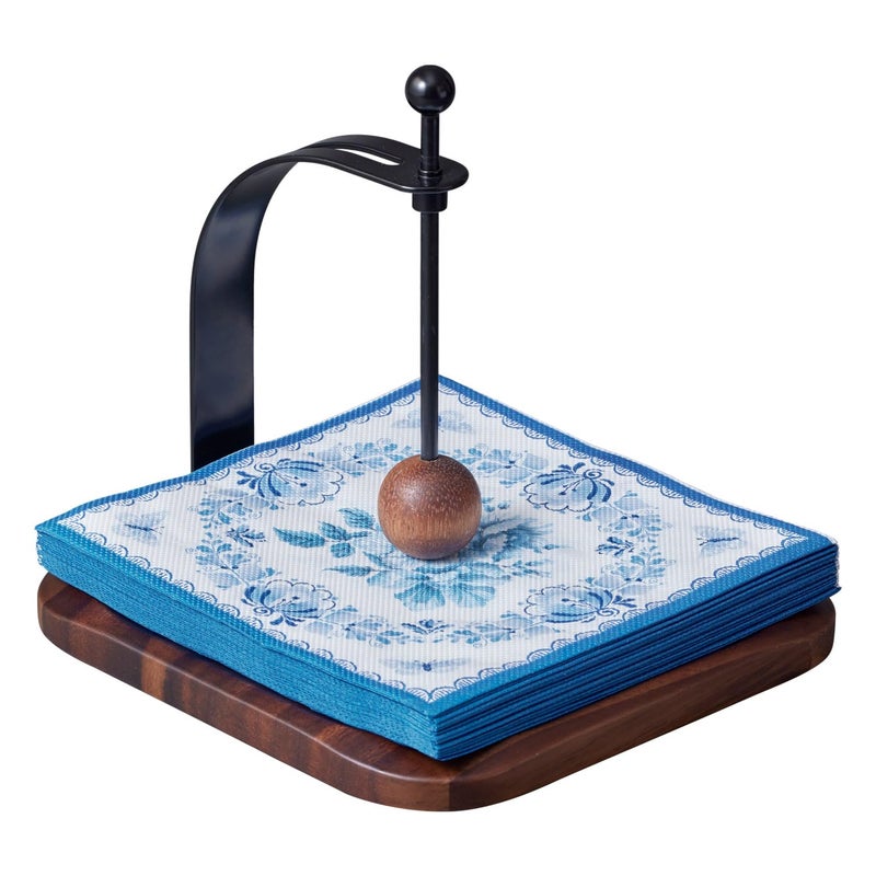 Celestree Napkin Holder,Wood Square Tabletop Napkin Dispenser with Metal Cocktail Napkin Holder for Home, Kitchen, Office, Restaurant, Hotel, Cafe, Bar,Perfect Housewarming Gift - Image 1