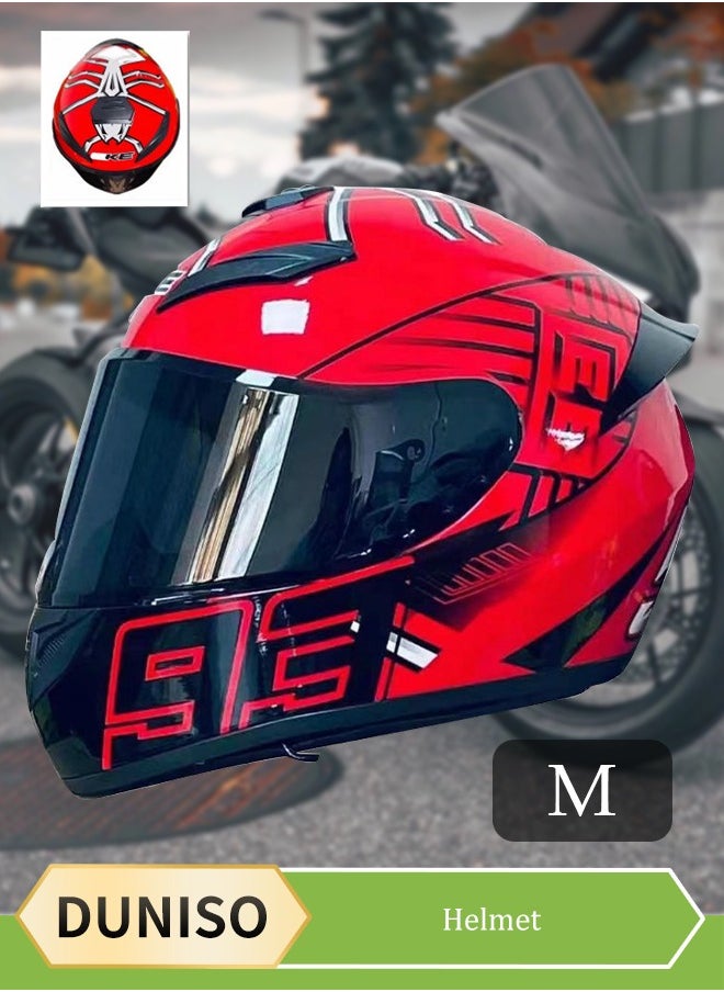DUNISO Full face motorcycle helmet, lightweight crash resistant motorcycle helmet, all season cool riding helmet，cycling helmet with black lenses, breathable lining, suitable for both men and women (M)  - Image 1