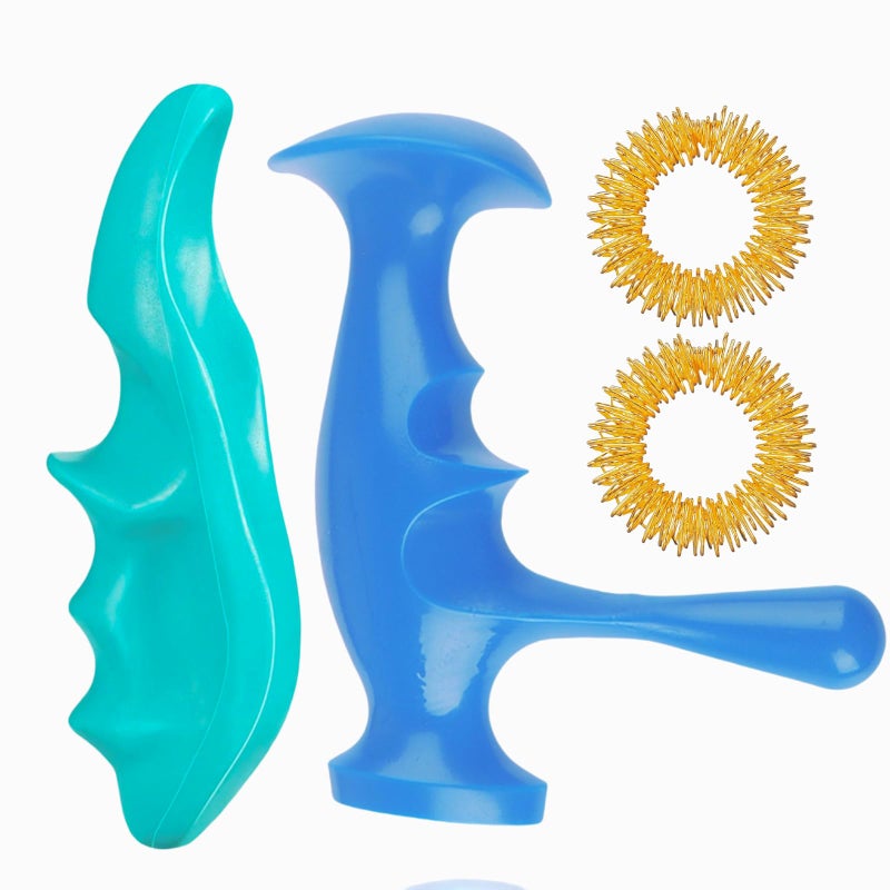 Mnelaeopli Mnelaeopli Manual Trigger Point Massage Tool and Thumb Massager for Full Body Deep Tissue Massage Pressure Point Massage Tool Gifts with 2 Pieces Finger Ring Stress Relief and Muscle Recovery 