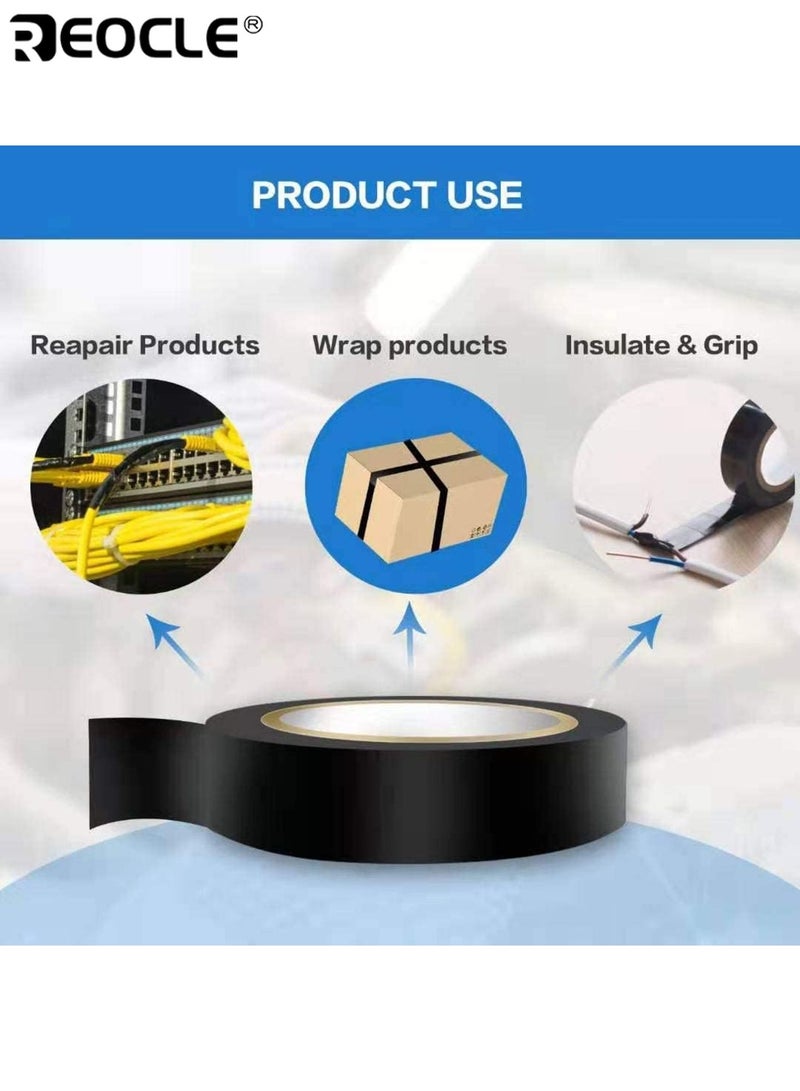 ريوكل 5 قطع الشريط الكهربائي الاحترافي الشريط الفينيل مثبطات اللهب داخلي في الهواء الطلق استخدام شريط عازل مقاوم للماء مقاوم للحرارة العالية لإصلاح تسخير الأسلاك والمشاريع الكهربائية للكهربائيين وعشاق DIY والميكانيكيين - Image 5
