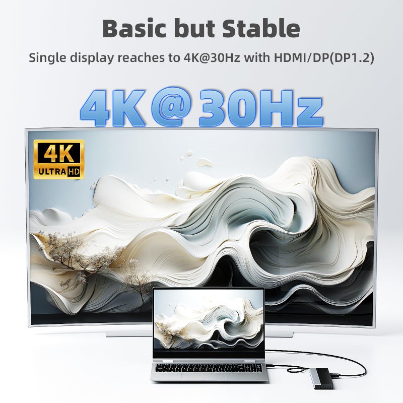 WAVLINK محطة إرساء WAVLINK USB-C لـ 3 شاشات، محطة إرساء مع HDMI، DP، VGA، 100W PD، USB3.0&2.0، RJ45، فتحات SD/TF، صوت/ميكروفون لـ Lenovo/HP/Dell وغيرها - رمادي - Image 3