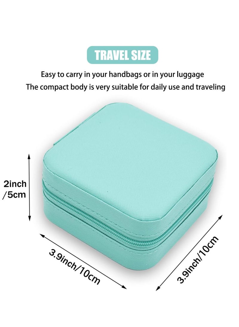 Mmmon Mini Jewelry Travel Case,PU Leather Travel Jewelry Organizer Box,Small Portable Portable Jewellery Storage Holder for Womens Rings Earrings Necklaces Bracelets(Blue) - Image 5