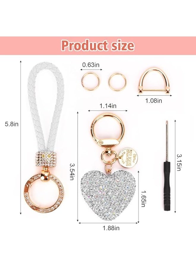 Car Keychain for Women with Rhinestone Heart Shape Bling Girl Cute Keychain for Christmas,Custom Gift (Lightweight & Durable) - Image 4