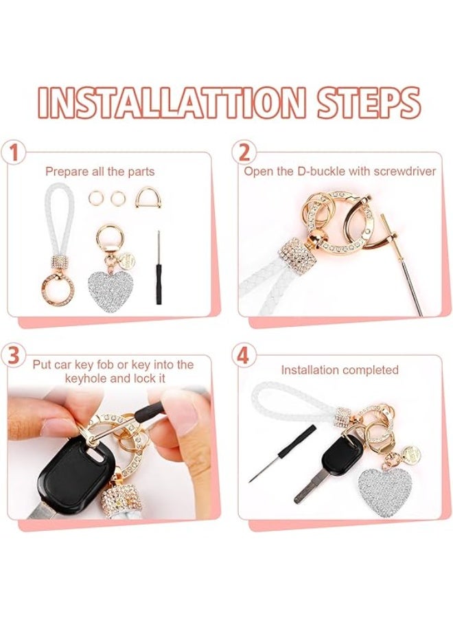Car Keychain for Women with Rhinestone Heart Shape Bling Girl Cute Keychain for Christmas,Custom Gift (Lightweight & Durable) - Image 2