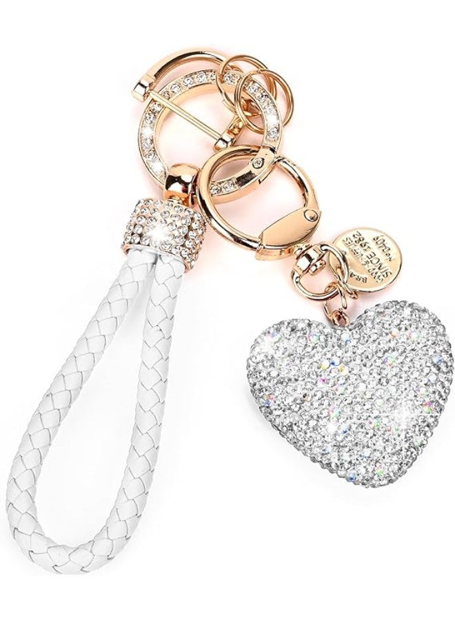 Car Keychain for Women with Rhinestone Heart Shape Bling Girl Cute Keychain for Christmas,Custom Gift (Lightweight & Durable) - Image 1