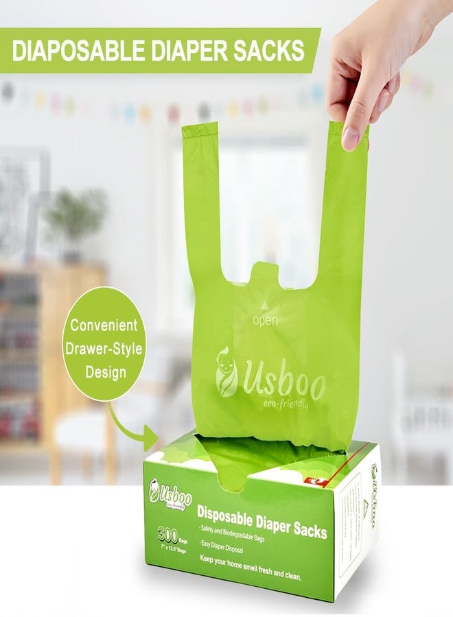 USBOO Baby Disposable Diaper Bags,2 Pack (600 Count) Oxo-Biodegradable Diaper Sacks,Easy-Tie Handles,Diaper Disposal or Pet Waste Bags - Image 2