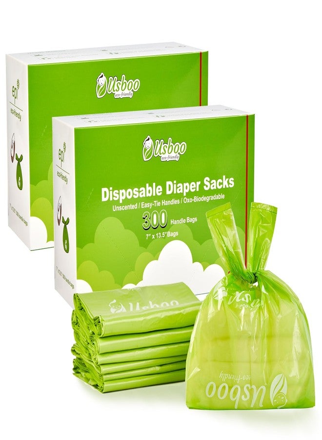 USBOO Baby Disposable Diaper Bags,2 Pack (600 Count) Oxo-Biodegradable Diaper Sacks,Easy-Tie Handles,Diaper Disposal or Pet Waste Bags - Image 1