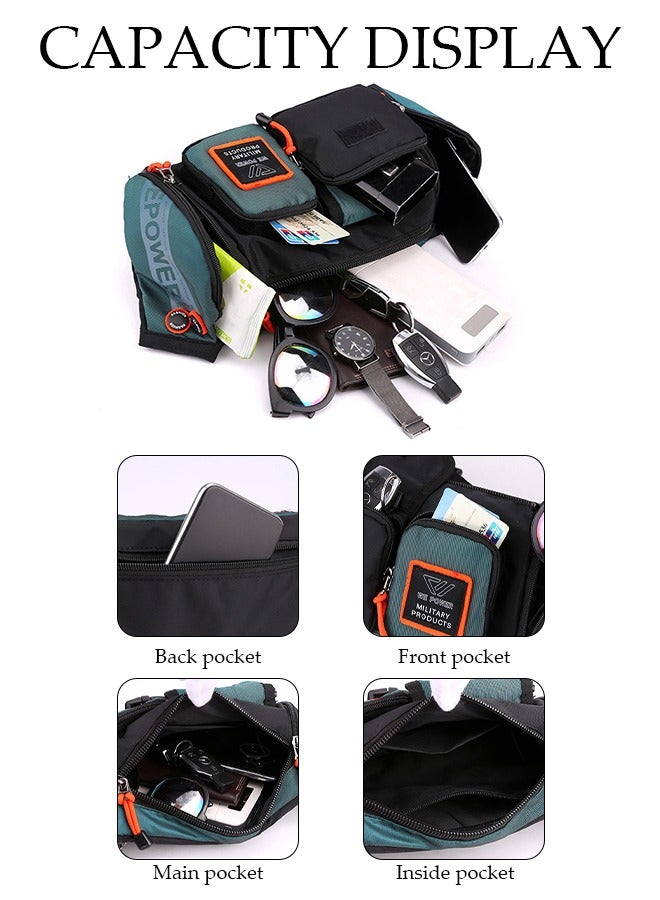 DUNISO حقيبة خصر مضغوطة للرجال، حقيبة كروس بودي مقاومة للماء، حقيبة كتف متعددة الأغراض مع مشبك، حقيبة حمل يومية متعددة الجيوب، حقيبة كتف للسفر والعمل والرياضة - Image 5