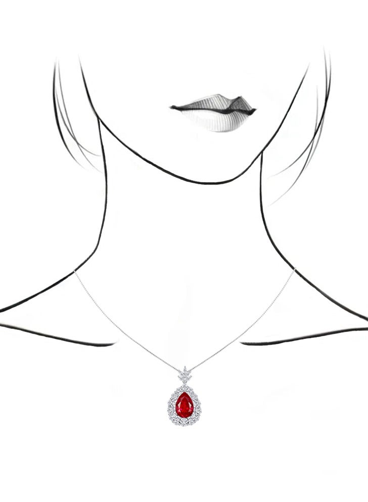 غَيْرُ مَألُوف قلادة بتصميم تعليقة من الياقوت الأحمر الملكي المزروع في المختبر بوزن 6 قيراط - Image 4