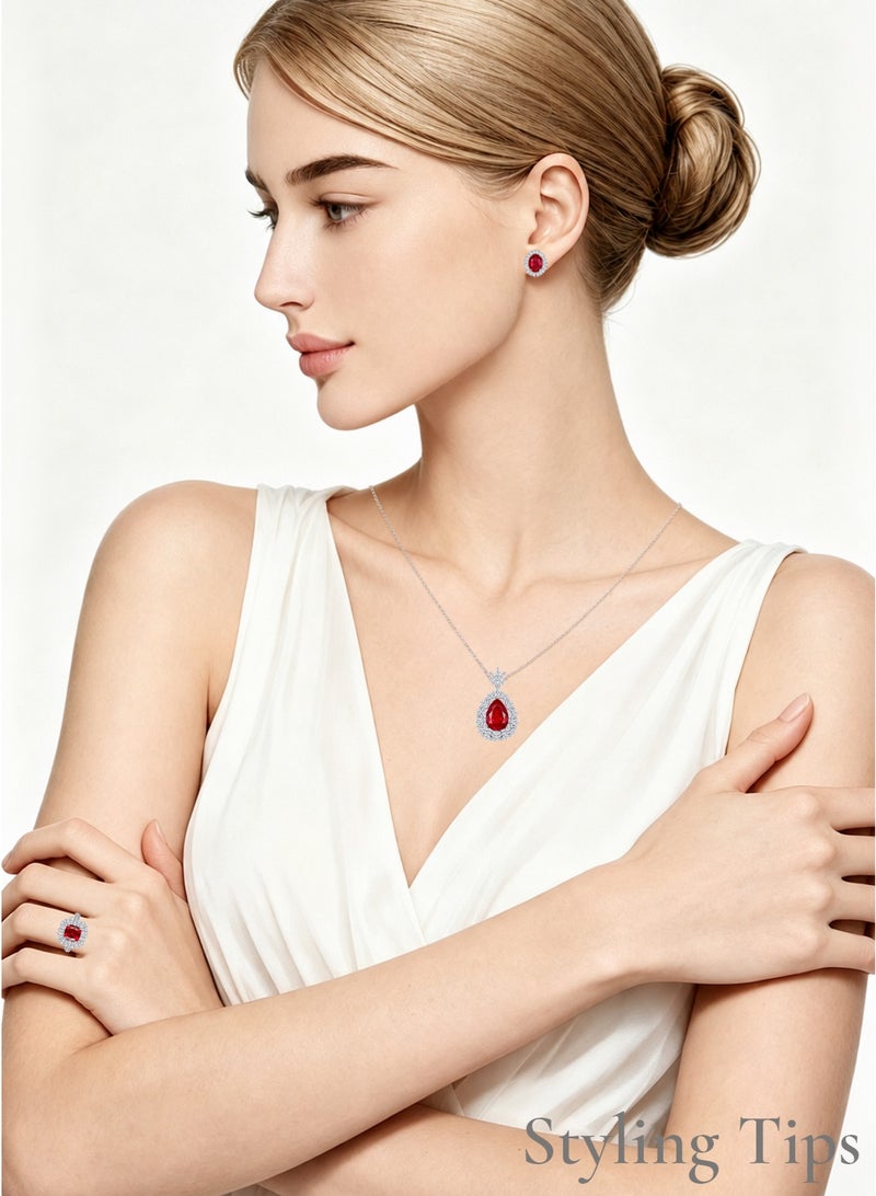 QUAINT 6-Carat Royal Red Lab-Grown Ruby Pendant Necklace - Image 5