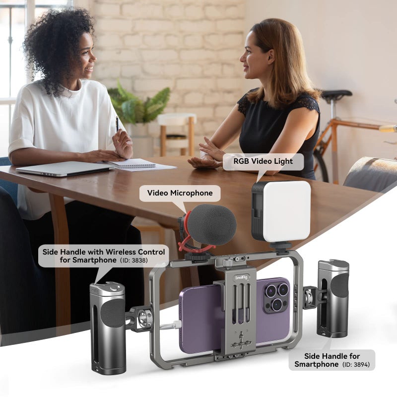 SmallRig Universal Smartphone Video Rig for iPhone 16 15 14 for Samsung, Filmmaking Vlogging Rig Aluminium Alloy Phone Video Cage Grip with Cold Shoe Mount for Videomaker Videographer - Image 2