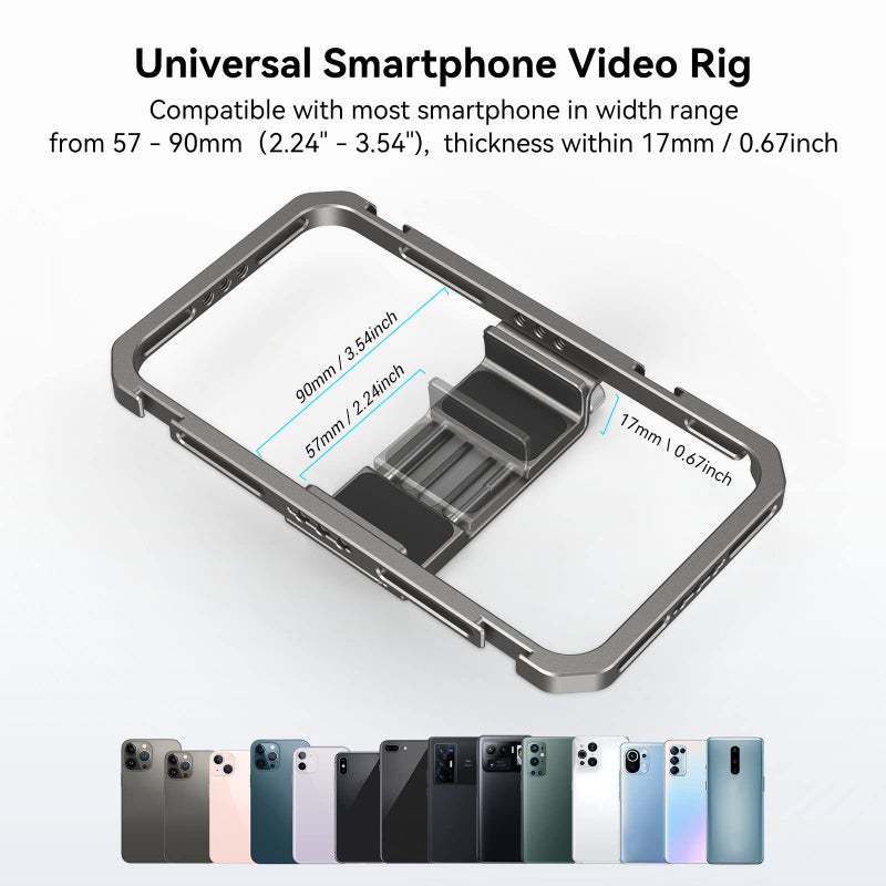 SmallRig Universal Smartphone Video Rig for iPhone 16 15 14 for Samsung, Filmmaking Vlogging Rig Aluminium Alloy Phone Video Cage Grip with Cold Shoe Mount for Videomaker Videographer - Image 3