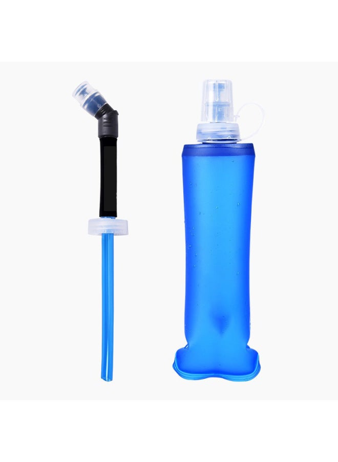 Super Soft Water Bottle Running Outdoor Sports Foldable Fitness Soft Water Bag Soft Water Bottle Water Bottle-Color:Blue-Capacity:500ml+straw  - Image 4