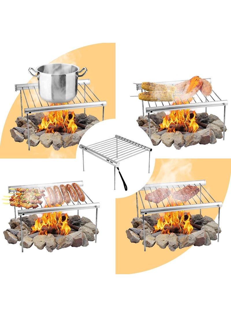 Mokshith Mokshith Portable Stainless Steel BBQ Grill Folding Barbeque Cooking Rack Detachable Camping Fire Pit Outdoor Camping Picnic Cooking Supplies for Backpacking Hiking Travel Picnic Barbecue  - Image 2