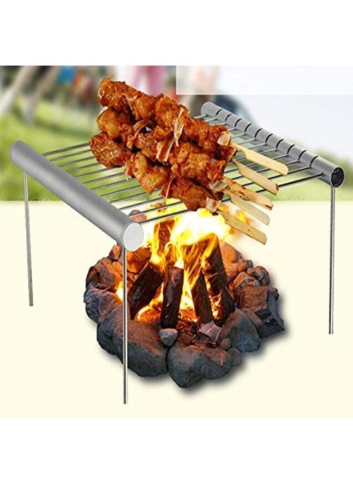 Mokshith Mokshith Portable Stainless Steel BBQ Grill Folding Barbeque Cooking Rack Detachable Camping Fire Pit Outdoor Camping Picnic Cooking Supplies for Backpacking Hiking Travel Picnic Barbecue  - Image 4