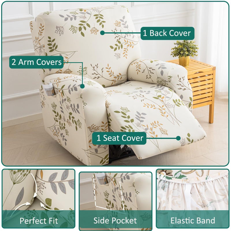 NILUOH Recliner Covers 4 Pieces Stretch Lazy Boy Recliner Chair Covers That Stay in Place, Covers for Electric Power Lift Reclining Chair, Washable Furniture Protector for Pet, Kids, Living Room - Image 2