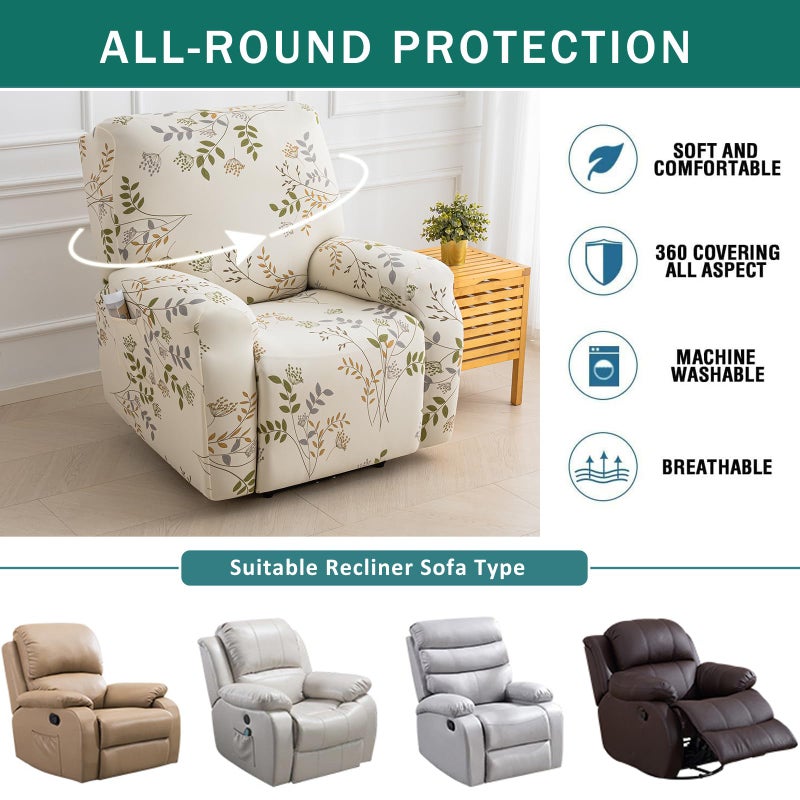 NILUOH Recliner Covers 4 Pieces Stretch Lazy Boy Recliner Chair Covers That Stay in Place, Covers for Electric Power Lift Reclining Chair, Washable Furniture Protector for Pet, Kids, Living Room - Image 5