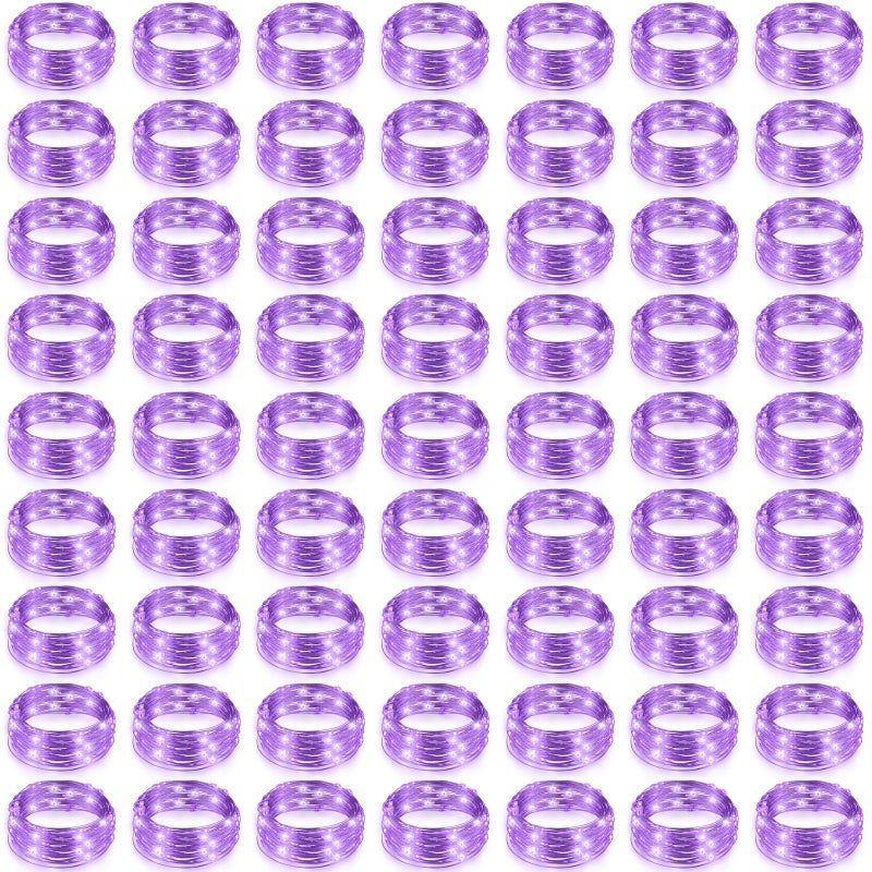 Hortsun 100 Pack Fairy Lights Battery Operated 3 Speed Modes 7 Ft 2 M 20 LED Battery String Mini Waterproof Wire Twinkle Lights Party Favors for Wedding Birthday Vases Flower DecorPurple Light