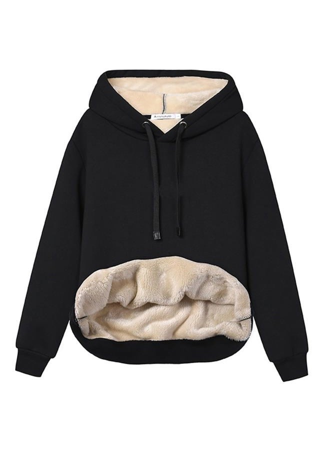 Gihuo Women's Winter Warm Hoodie Sherpa Fleece Lined Pullover Hoodie Hooded Sweatshirt Heavyweight Casual Tops(-02Black-XLarge) - Image 1