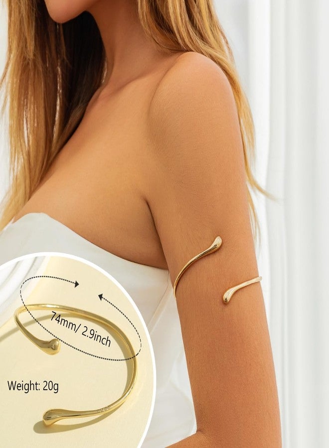 EIELO 9 Pcs Arm Cuff Bracelets for Women Upper Arm Bands Armband Armlet Cuff Bangle Adjustable Golden Arm Bracelet Set - Image 2