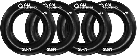 GM CLIMBING GM CLIMBING Small Aluminum Climbing Rappel Ring for Rock Climbing Arborist Rescue Slackline Hammock Black Pack of 2 - Image 1