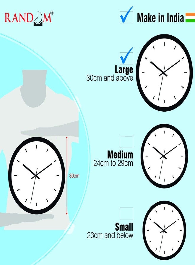 RANDOM Wall Clock for Living Room, Bedroom, Home, Office, Kitchen, Big Size, Designer, Quartz with Glass for Home Decor, Sweep Silent Movement (Size: 12inch x 12 inch, Color: Blue, Bold White Font) - Image 3