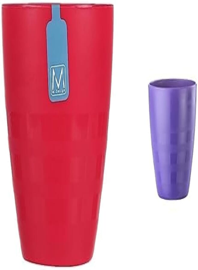 m-design Small cup (fuchsia) - 300ml + M-Design Small Plastic Cup - Microwave, Dishwasher, Food Safe & BPA Free (1, Purple) 