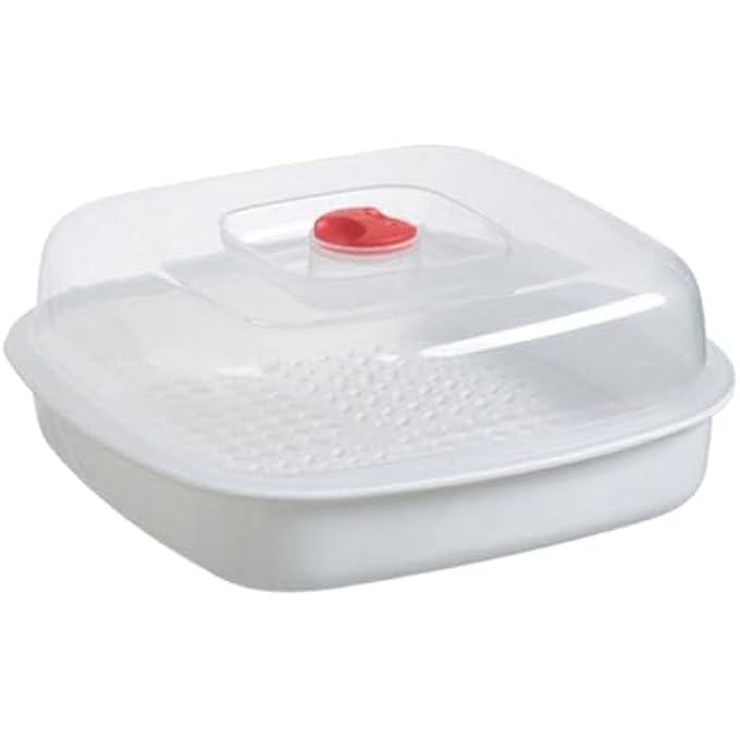 طاهية خضراوات بالبخار في الميكروويف - سلة طهي بالبخار آمنة غذائيًا - وعاء تسخين في الميكروويف مع غطاء، للخضراوات والكعك والأرز واليخنات والأسماك وأطعمة الأطفال والعشاء - Image 2