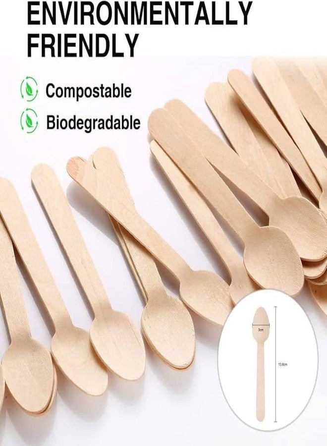 SFU E Com Disposable Wooden Spoons, 160mm, 100 Count, Party and Event Flatware - Image 2