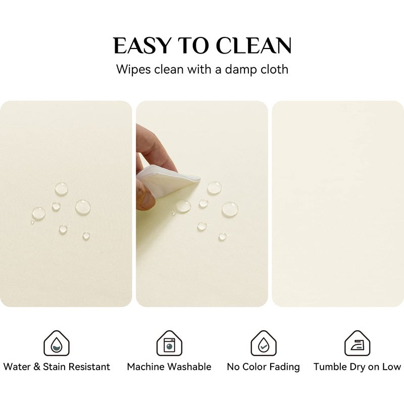 Softalker Rectangle Tablecloth  Waterproof & Stain Resistant Table Cloths Wrinkle Free Fabric Washable 210GSM Polyester Table Cover for Spring/Party/Outdoor - 52 x 70 inch Ivory - Image 4