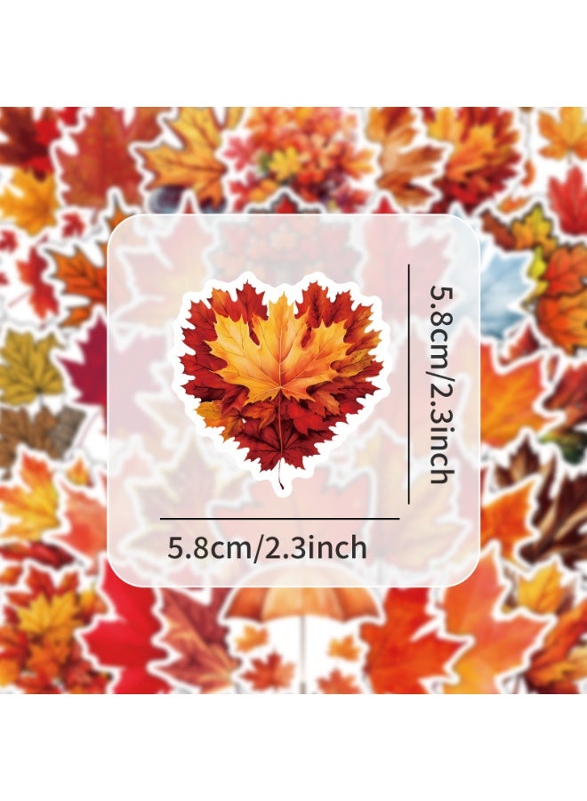 قوس قزح أورينبو 50 قطعة من ملصقات الخريف من الفينيل على شكل أوراق القيقب الخريفية لأجهزة الكمبيوتر المحمولة وقارئات الكتب الإلكترونية وزجاجات المياه وسجلات القصاصات - Image 2