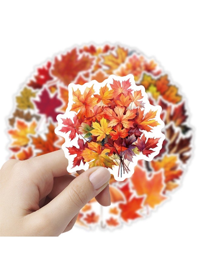قوس قزح أورينبو 50 قطعة من ملصقات الخريف من الفينيل على شكل أوراق القيقب الخريفية لأجهزة الكمبيوتر المحمولة وقارئات الكتب الإلكترونية وزجاجات المياه وسجلات القصاصات - Image 5