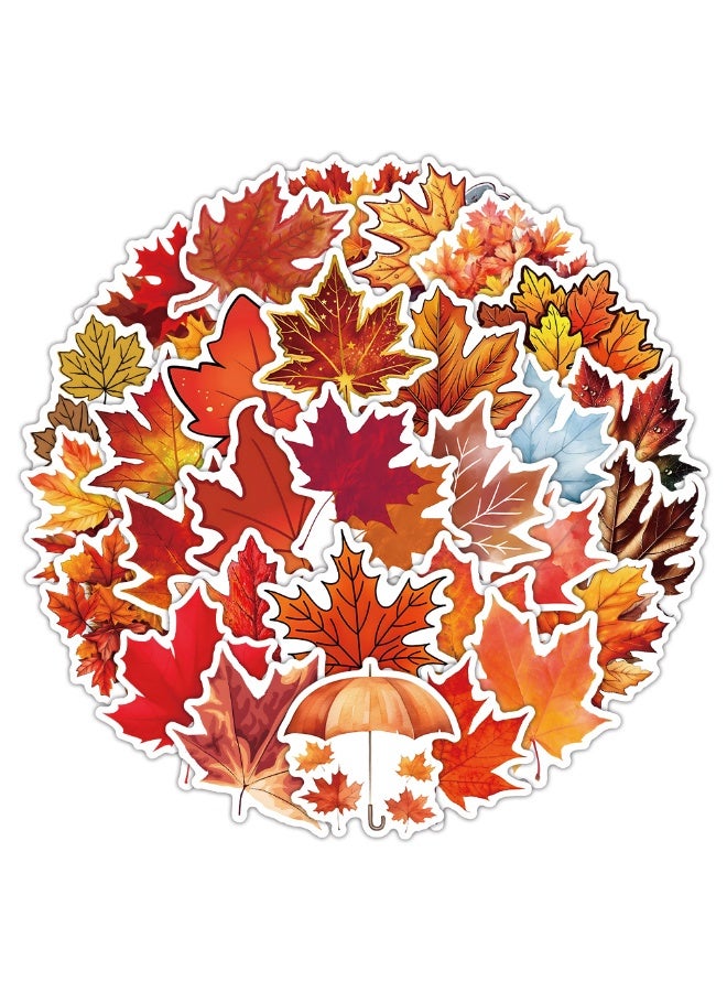قوس قزح أورينبو 50 قطعة من ملصقات الخريف من الفينيل على شكل أوراق القيقب الخريفية لأجهزة الكمبيوتر المحمولة وقارئات الكتب الإلكترونية وزجاجات المياه وسجلات القصاصات - Image 1