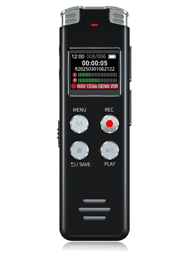 Portable 64GB Voice Activated Digital Recorder for Lectures Meetings Interviews, Mini Dictaphone Playback USB MP3 Black - Image 1