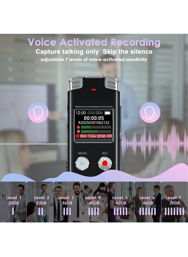Portable 64GB Voice Activated Digital Recorder for Lectures Meetings Interviews, Mini Dictaphone Playback USB MP3 Black - Image 3