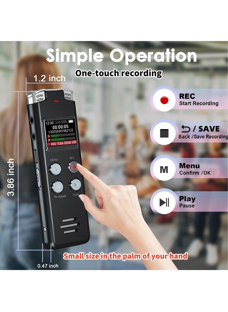Portable 64GB Voice Activated Digital Recorder for Lectures Meetings Interviews, Mini Dictaphone Playback USB MP3 Black - Image 5