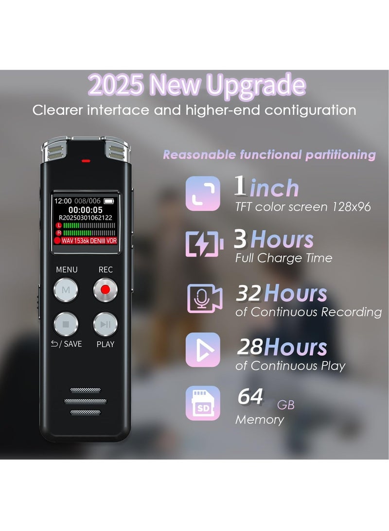 Portable 64GB Voice Activated Digital Recorder for Lectures Meetings Interviews, Mini Dictaphone Playback USB MP3 Black - Image 4