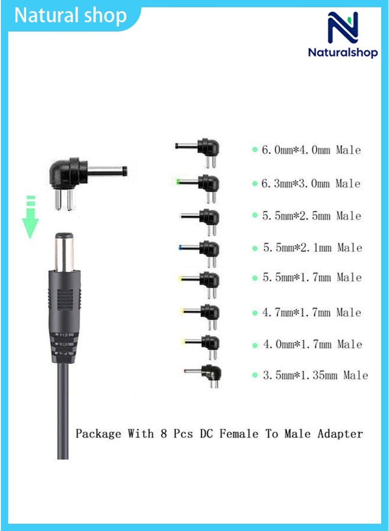 naturalshop Universal 5V USB to DC 5V Power Cord 5.5 2.1 mm Plug Connector Tip Jack Charging Cable with 8 Connector Tips - Image 2
