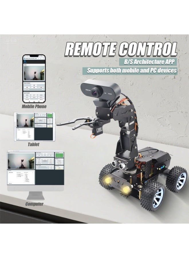 Adeept Smart Robot Car Kit for Raspberry Pi 5 / 4 / 3 with 4DOF Robotic Arm, 1080P USB Camera, OpenCV Computer Vision, Python Programming, USB-C Charging, AI STEM Robotics Learning Platform (Raspberry Pi Not Included) - Image 4