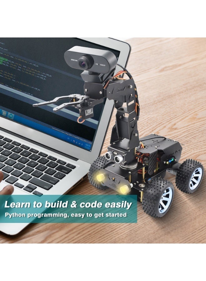 Adeept Smart Robot Car Kit for Raspberry Pi 5 / 4 / 3 with 4DOF Robotic Arm, 1080P USB Camera, OpenCV Computer Vision, Python Programming, USB-C Charging, AI STEM Robotics Learning Platform (Raspberry Pi Not Included) - Image 3