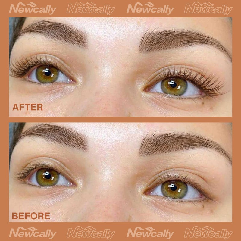 Newcally Brown Lashes Natural Look Cat Eye Lashes Brown Eyelashes Faux Mink False Lashes Wispy Volume C-curly Short False Eyelashes with Clear Band by Newcally - Image 4