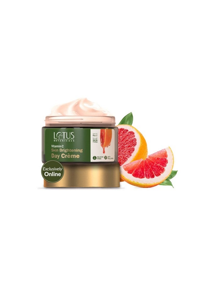 LOTUS BOTANICALS Vitamin C Skin Brightening Day Cream | 100X Vitamin C | Glowing, Radiant And Bright Skin | Hydrating And Moisturising | Sun Protection With Spf 25 Pa+++ | No Toxic Chemicals | 50G  - Image 1