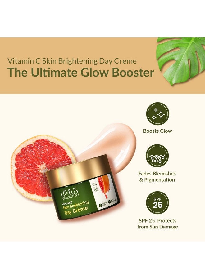LOTUS BOTANICALS Vitamin C Skin Brightening Day Cream | 100X Vitamin C | Glowing, Radiant And Bright Skin | Hydrating And Moisturising | Sun Protection With Spf 25 Pa+++ | No Toxic Chemicals | 50G  - Image 3