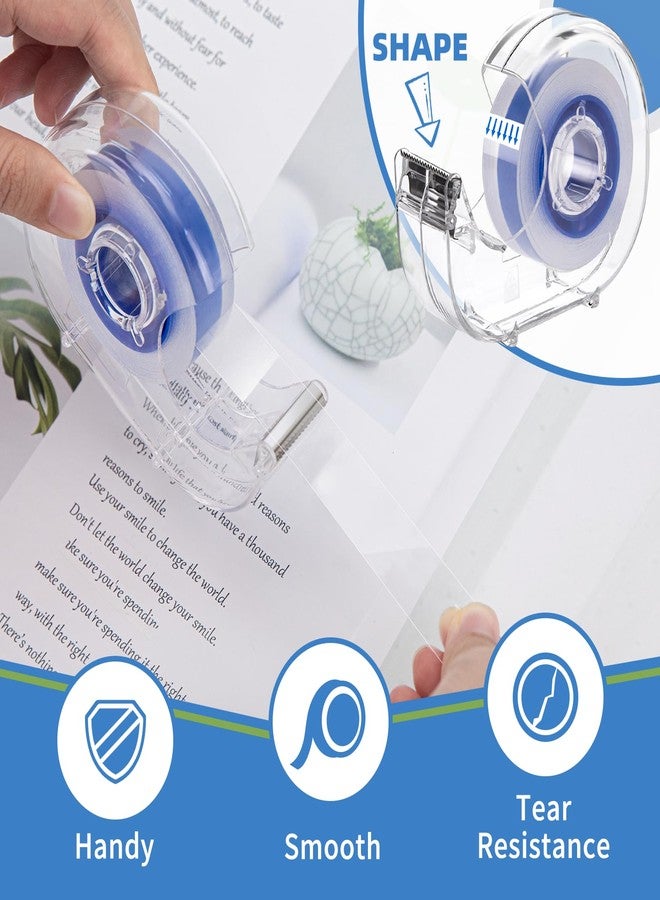 JEFURE 8 Pcs Transparent Tape with Dispenser, 0.7 x 1000 in Blue Core Clear Tape Rolls Bulk, Office Tape Refills for Desk, Craft, and Gift Wrapping - Image 4